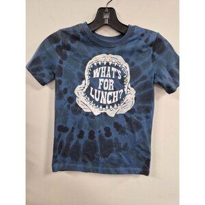 OshKosh‎ Bgosh Boys Blue Tie-Dye Shark Mouth "Whats For Lunch?" T-Shirt Size 6